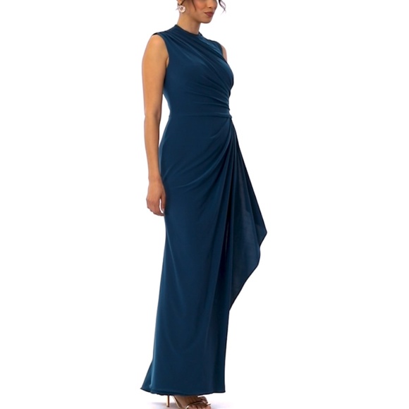 Betsy & Adam Women's “Patricia” Long Jersey Knit Ruffle Sleeveless Dress Size 14 - Picture 6 of 17